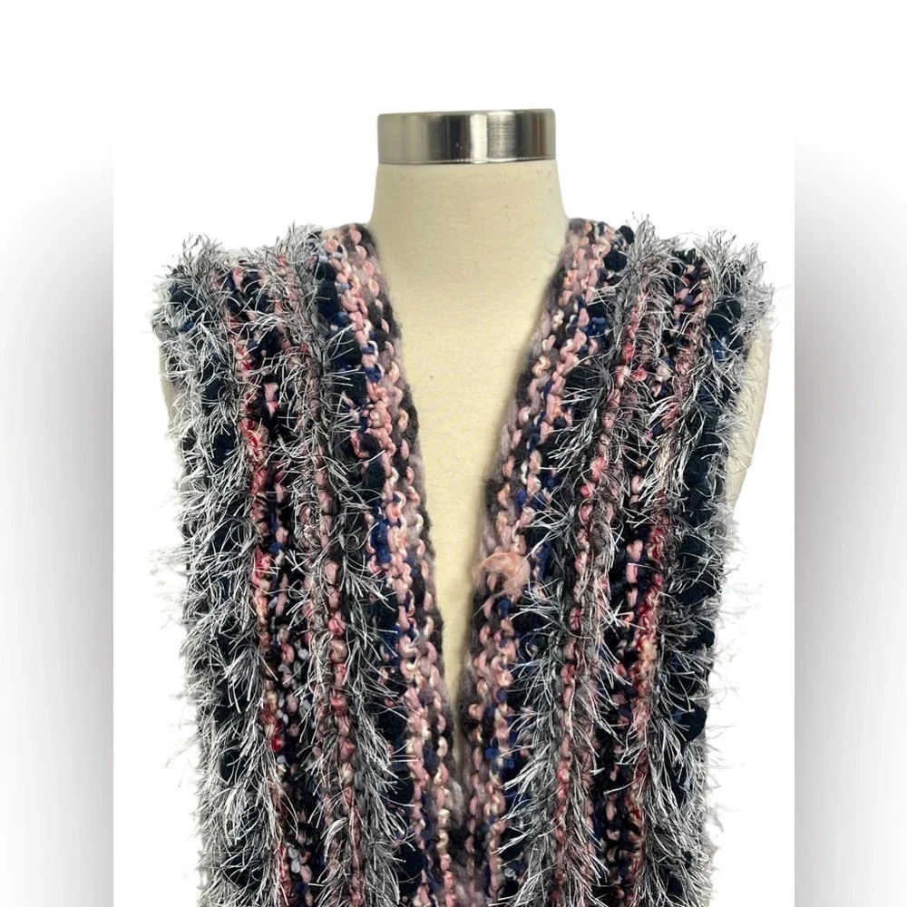 Handmade‎ Soft & Warm Multicolored Fuzzy Knit Eyelash Scarf With Fringe.